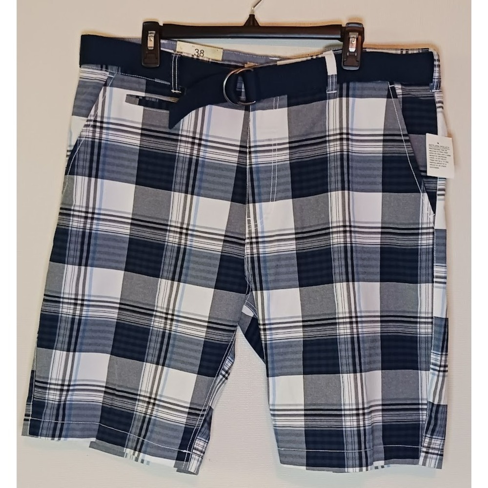 Islandia Clothing Co Shorts Blue Plaid Casual Pockets Size‎ 38 New With Tags